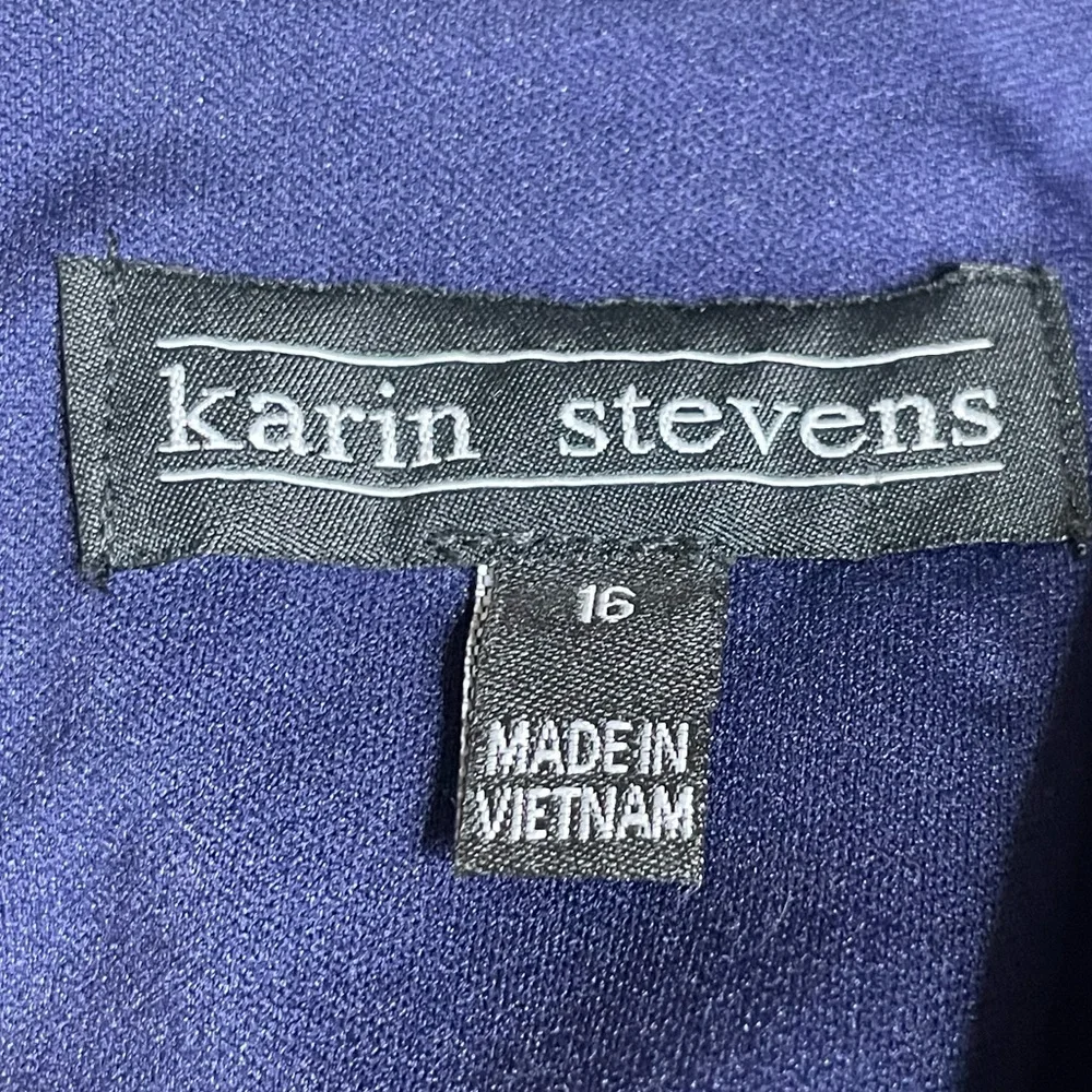 Karin Stevens 16 polka dot dress blue white yellow